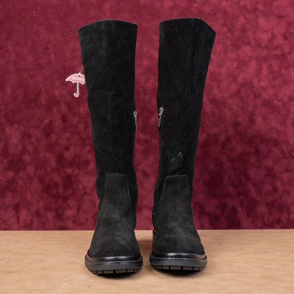 Blondo Women Reagan Waterproof Black Suede Stretch Moto Knee Boots sz 7 - Picture 4 of 10